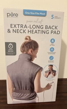Pure Enrichment PureRelief XL Back & Neck Heating Pad- Safe Heat Gray New